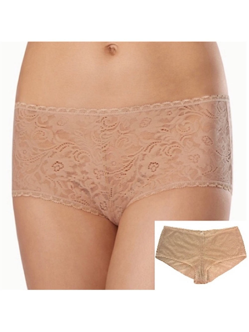 Soma Pale Nude Enticing Allover Lace Boyshort - No Show Panties in Stretch Lace
